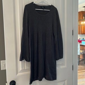 Gray sweater dress with bell sleeves